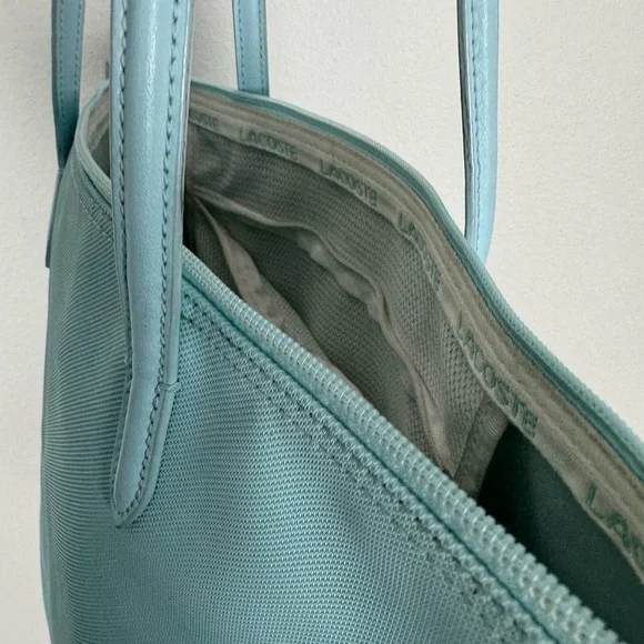 Lacoste Blue Tote Bag Minimalist Design Spacious shopper zip closure - Picture 4 of 15